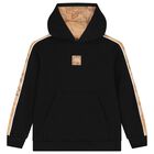 Boys Black Logo Hooded Top, 1, hi-res