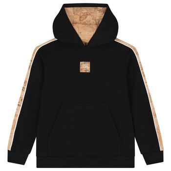 Boys Black Logo Hooded Top