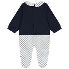 Baby Boys Navy Blue & White Logo Babygrow, 2, hi-res