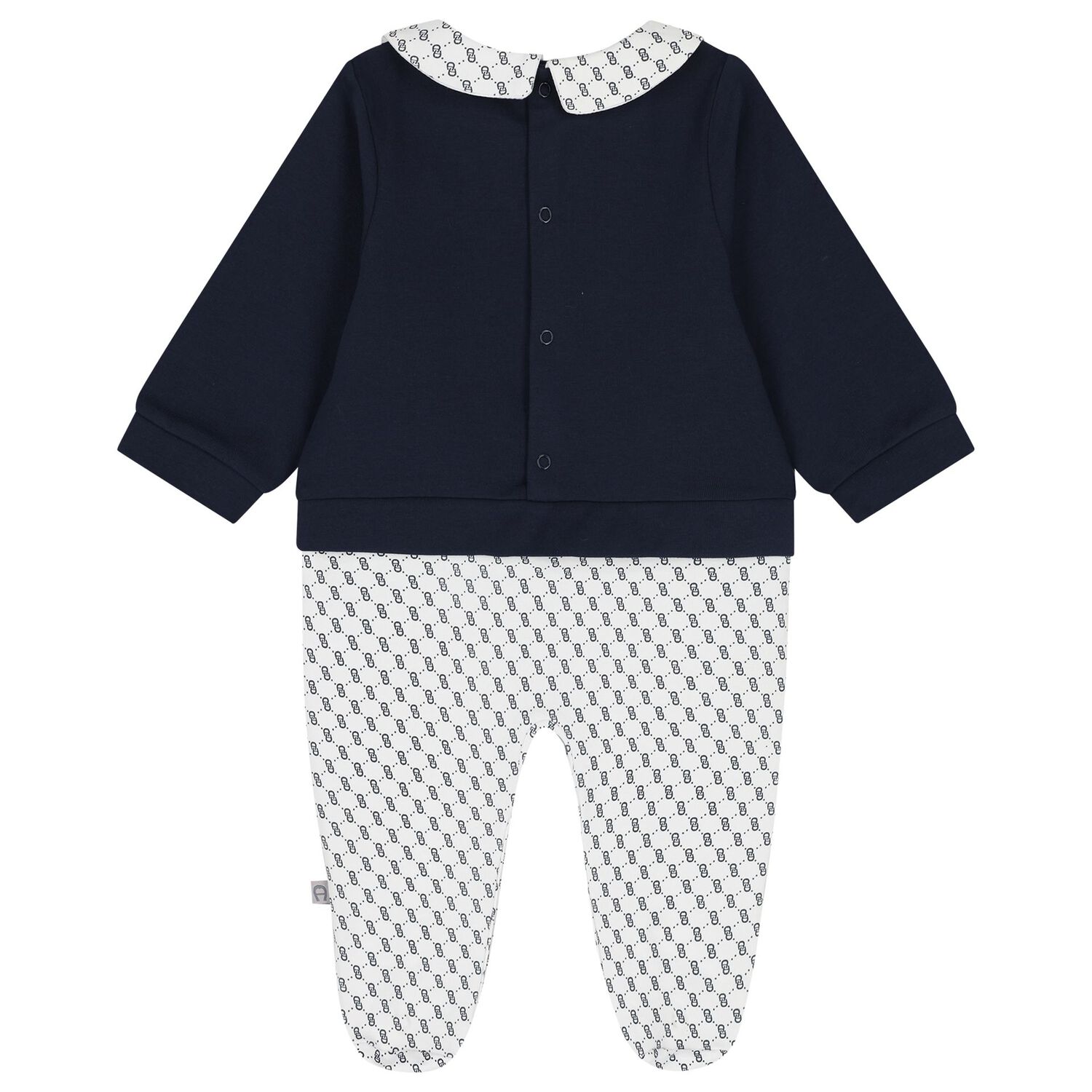 Baby Boys Navy Blue & White Logo Babygrow, 2, hi-res