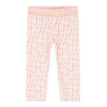 Younger Girls Pink Logo Leggings