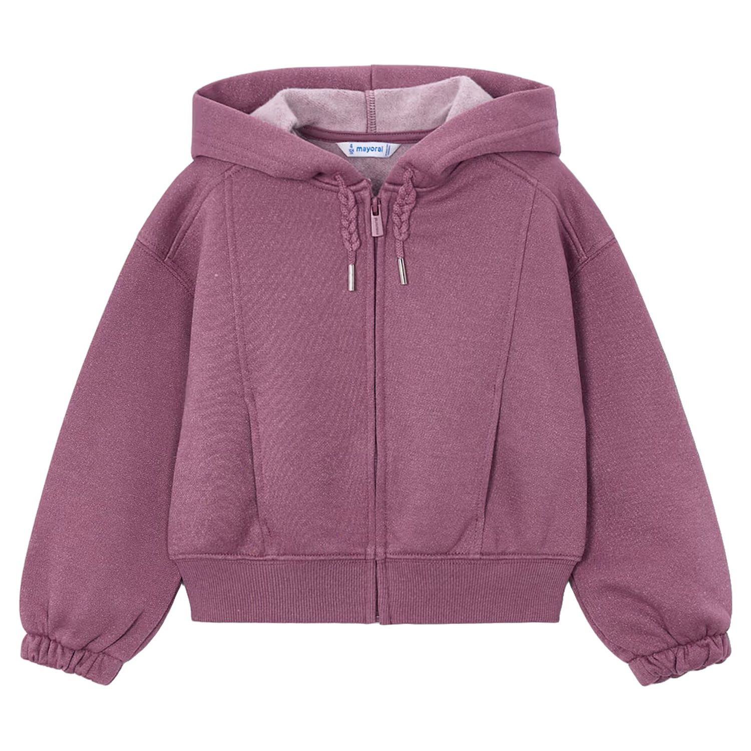 Girls Pink Hooded Zip Up Top, 1, hi-res