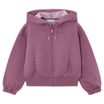 Girls Pink Hooded Zip Up Top
