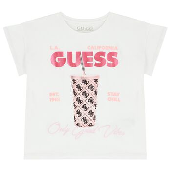 Girls White 'Only Good Vibes' T-Shirt