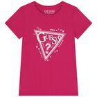 Girls Pink Glittery Logo T-Shirt, 3, hi-res