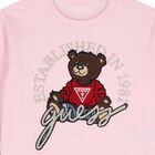 Girls Pink Teddy Bear Logo Long Sleeve Top, 2, hi-res