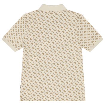 Boys Beige Logo Polo Shirt