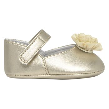 Baby Girls Gold Flower Pre Walker Shoes