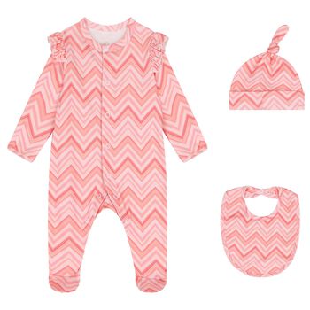 Baby Girls Pink Zig Zag Babygrow Set 