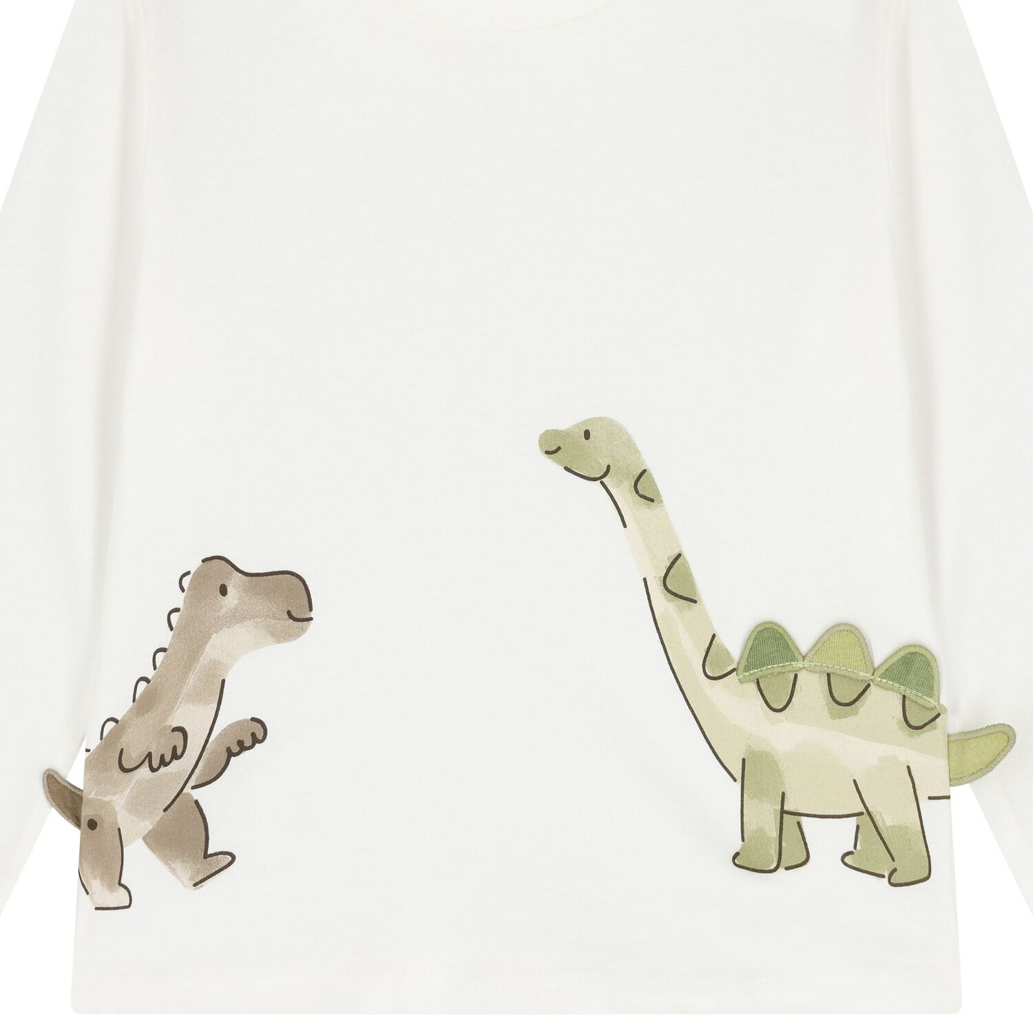 Younger Boys Ivory Dinosaur Long Sleeve Top, 1, hi-res