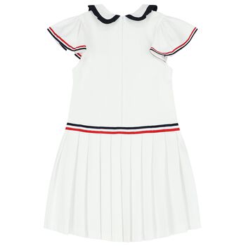 Girls White Pleated Dress