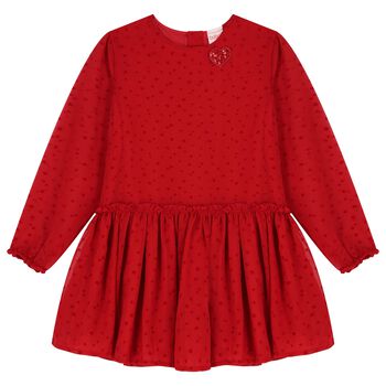 Girls Red Chiffon Dress