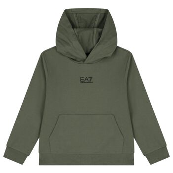 Boys Green Logo Hooded Top