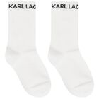White Karl Ikonik Logo Socks (2 Pack), 1, hi-res
