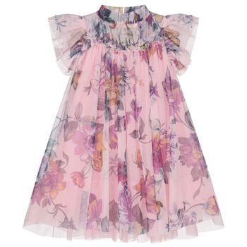 Girls Pink & Purple Floral Tulle Dress