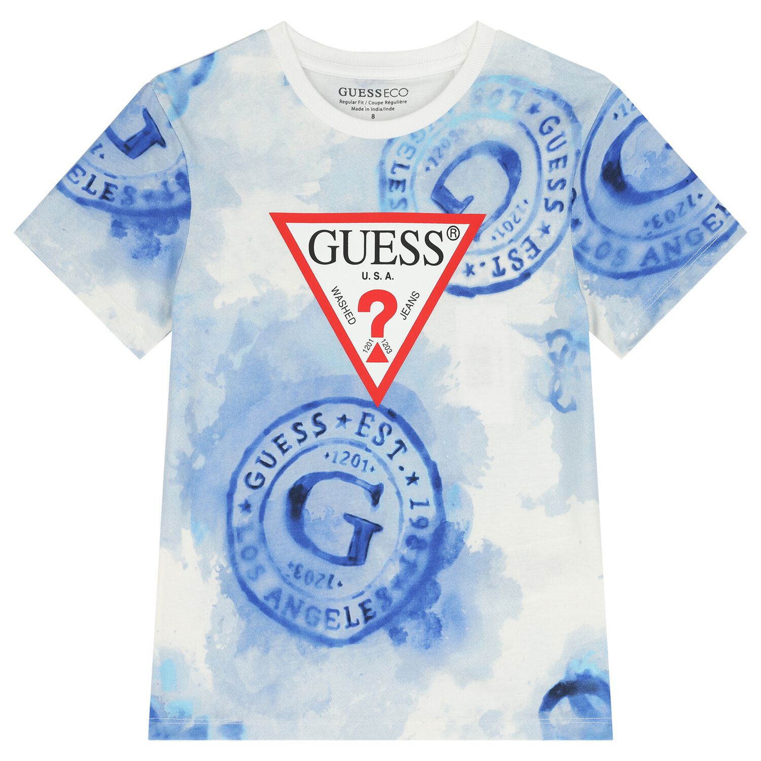 Boys White & Blue Logo T-Shirt, 1, hi-res