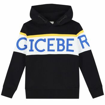 Boys Black Logo Hooded Top