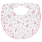 Baby Girls White & Pink Roses & Blooms Bib, 1, hi-res