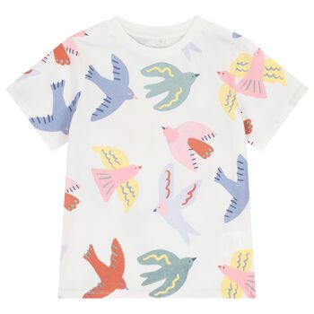 Girls White Birds T-Shirt