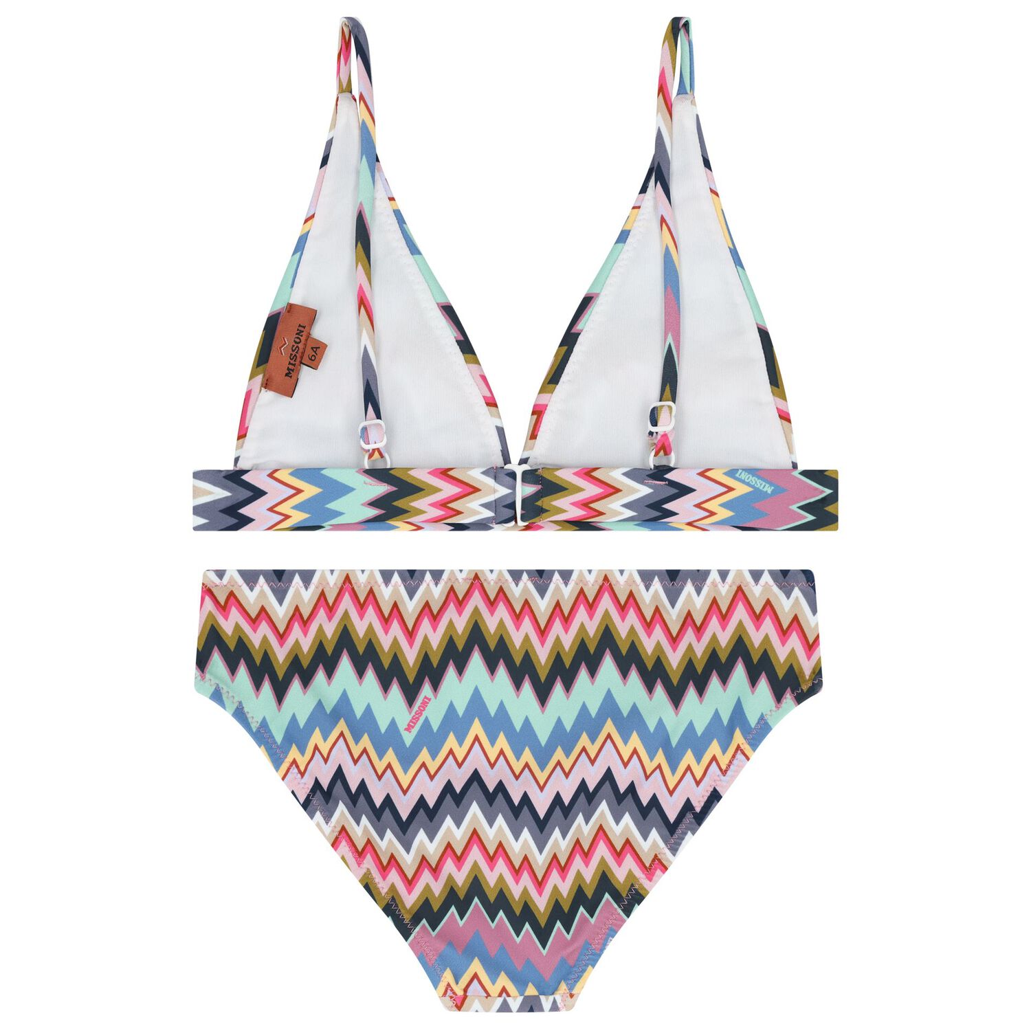 Girls Multi-Coloured Zigzag Print Bikini, 1, hi-res