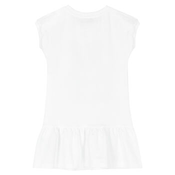 Girls White Teddy Logo Dress