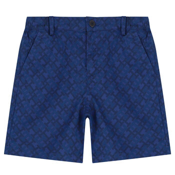 Boys Navy Blue Logo Shorts 