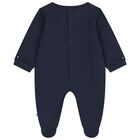Baby Boys Navy Blue Logo Babygrow, 3, hi-res
