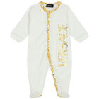 Ivory & Gold Logo Babygrow, 1, hi-res