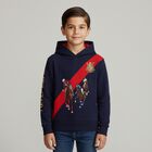 Boys Navy Blue Logo Hooded Top, 1, hi-res
