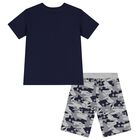 Boys Navy Blue & Grey Crocodile Shorts Set, 2, hi-res