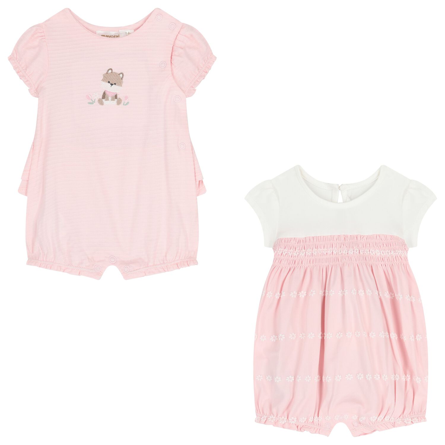 Baby Girls Pink Rompers ( 2-Pack ), 1, hi-res