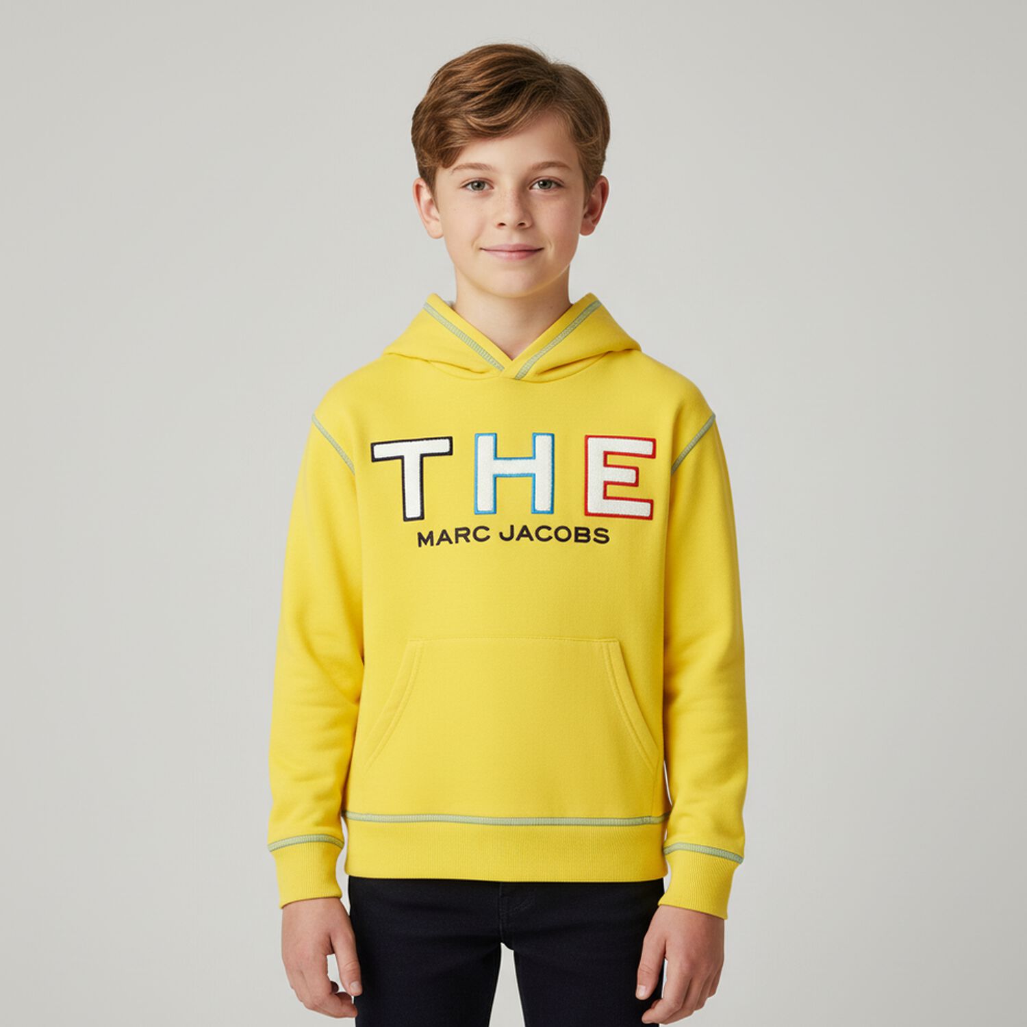Boys Yellow Logo Hooded Top, 1, hi-res image number null