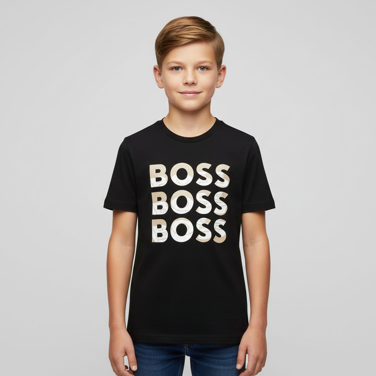 Boys Black Logo T-Shirt, 1, hi-res image number null