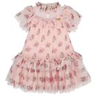 Girls Pink Floral Tulle Dress, 1, hi-res