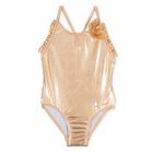Girls Gold Metalic Swimsuit, 1, hi-res