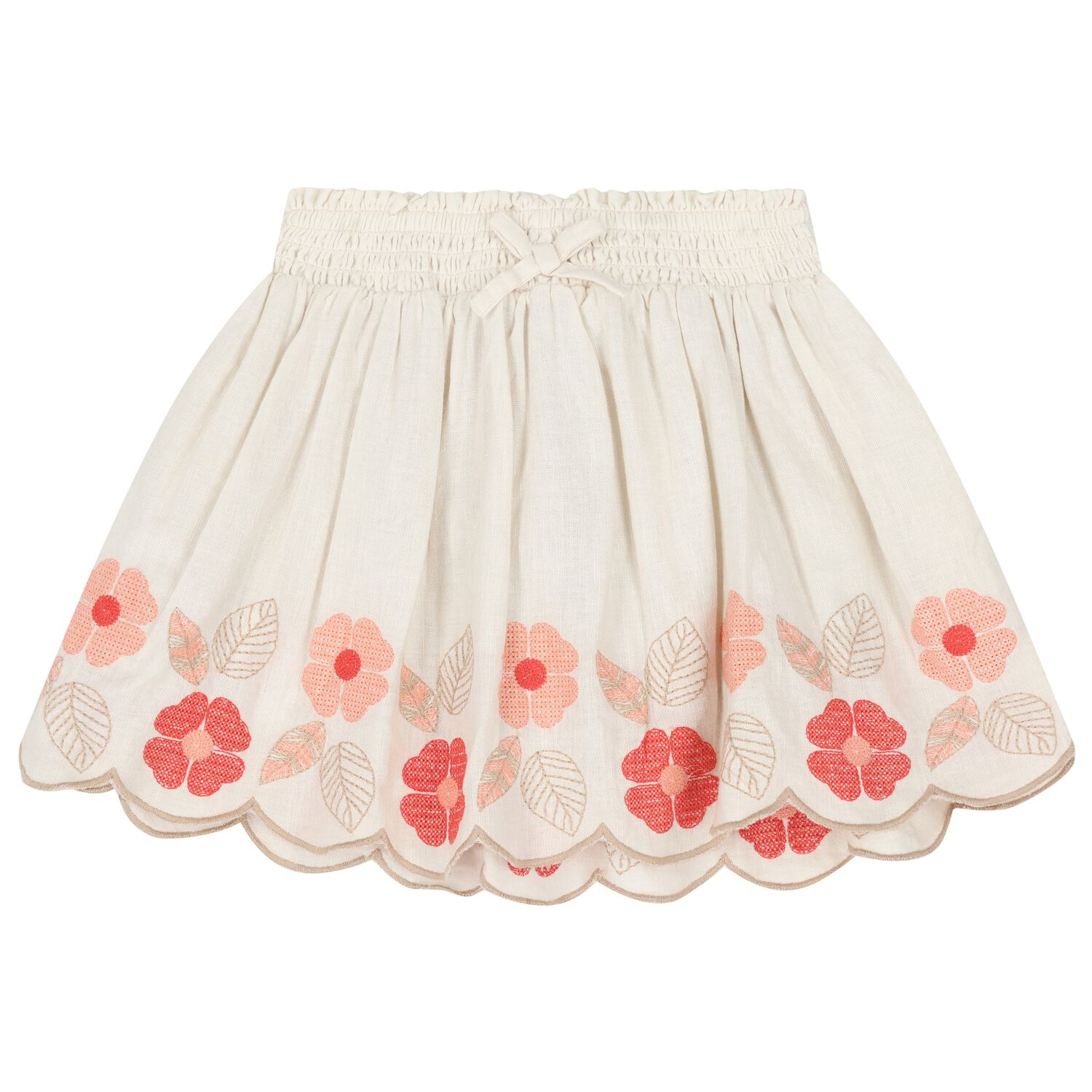Girls White & Pink Embroidered Skirt, 2, hi-res