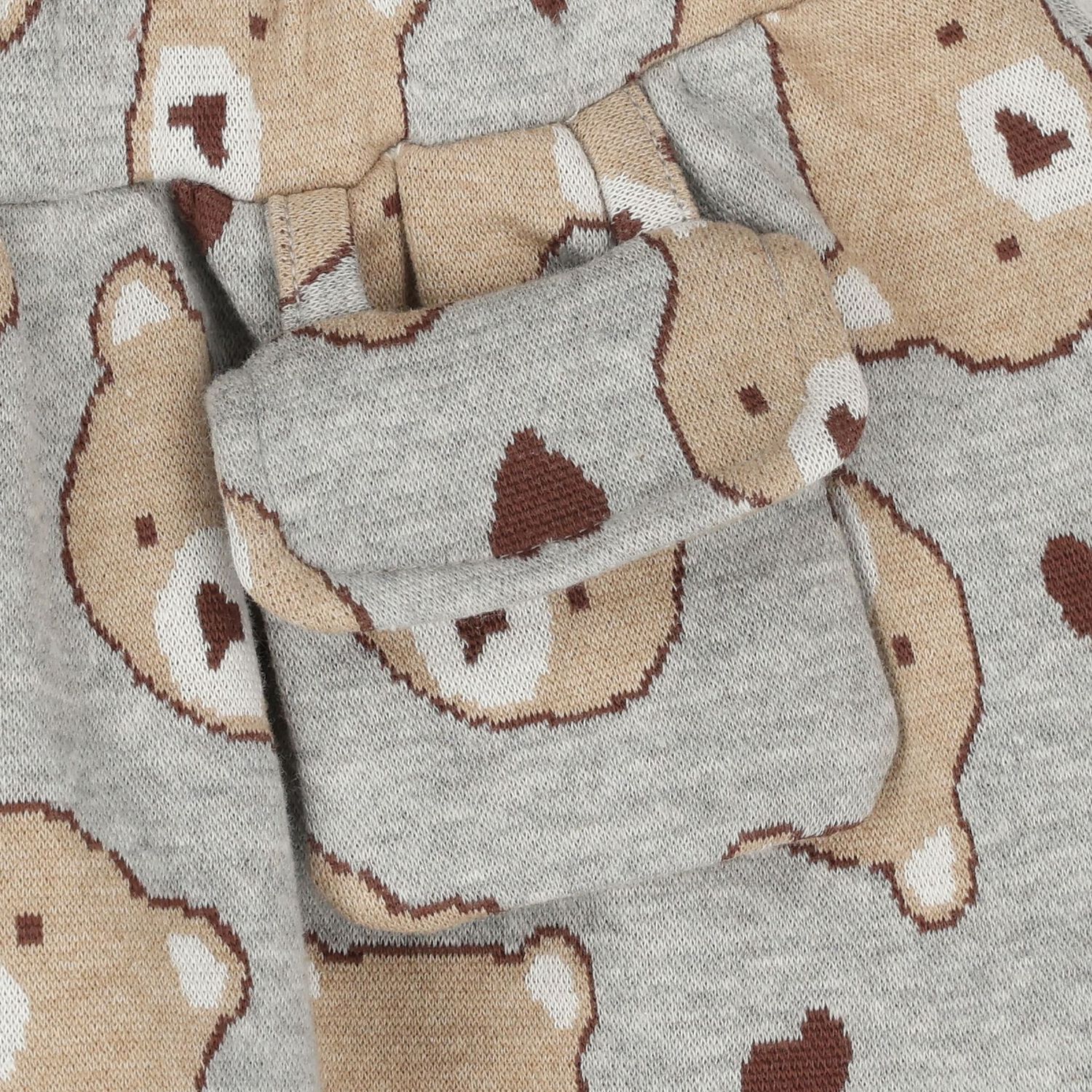 Younger Girls Grey Jacquard Teddy Bear Skirt, 1, hi-res