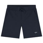 Boys Navy Blue Logo Shorts, 2, hi-res