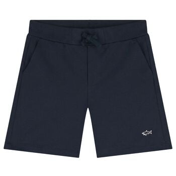 Boys Navy Blue Logo Shorts