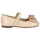 Girls Beige Embellished Bow Shoes, 1, hi-res