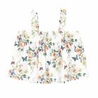 Girls White Floral Crop Top, 1, hi-res