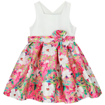 Girls White & Pink Floral Dress