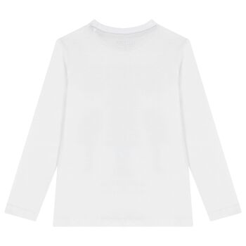 Boys White Teddy Bear Long Sleeve Top