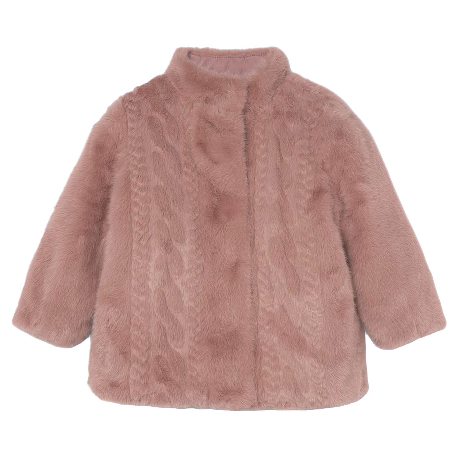 Girls Pink Fur Coat, 2, hi-res