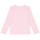 Girls Pink Teddy Bear Logo Long Sleeve Top, 1, hi-res