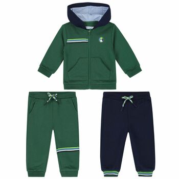 Younger Boys Navy & Green 3 Piece Tracksuit