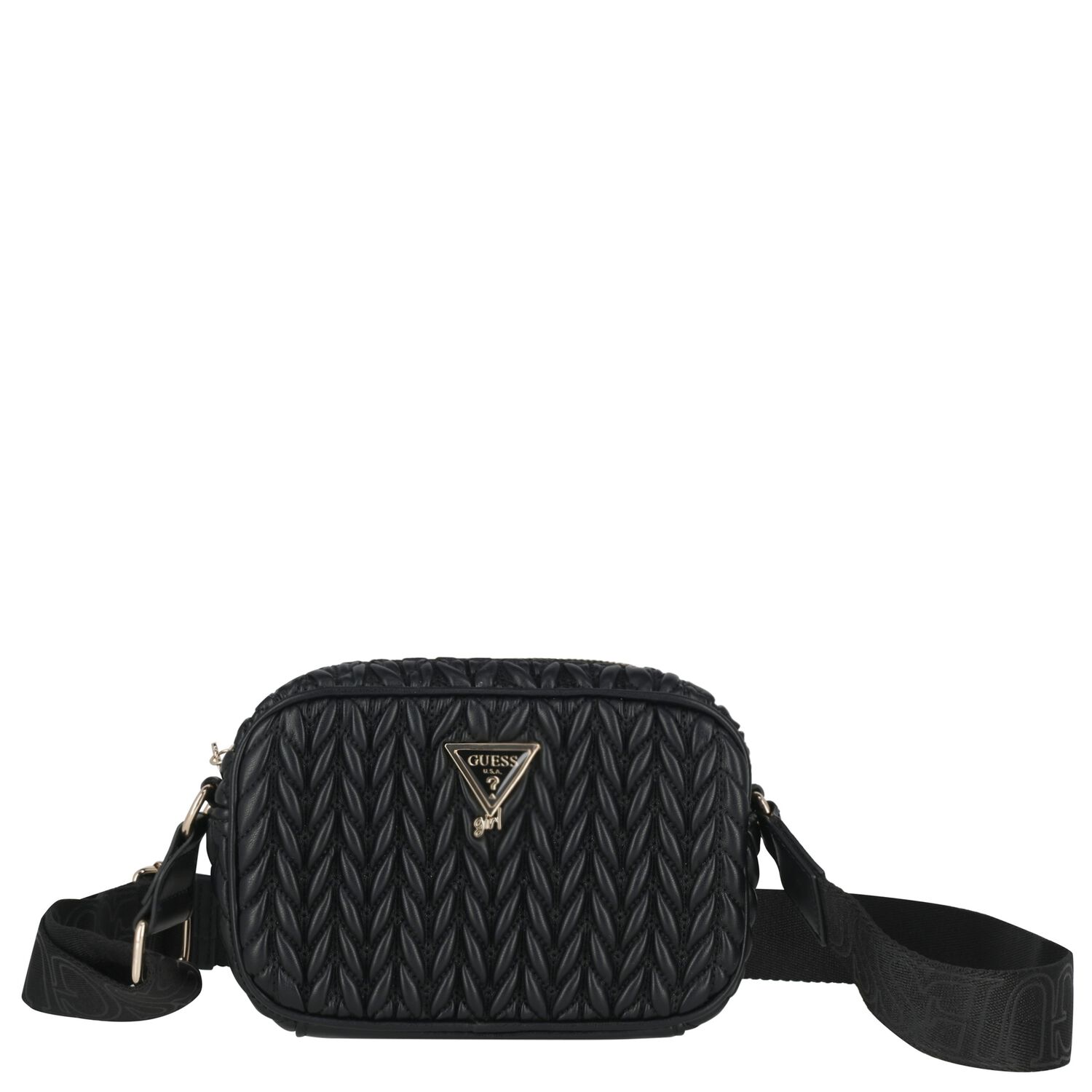 Girls Black Logo Quilted Bag, 3, hi-res
