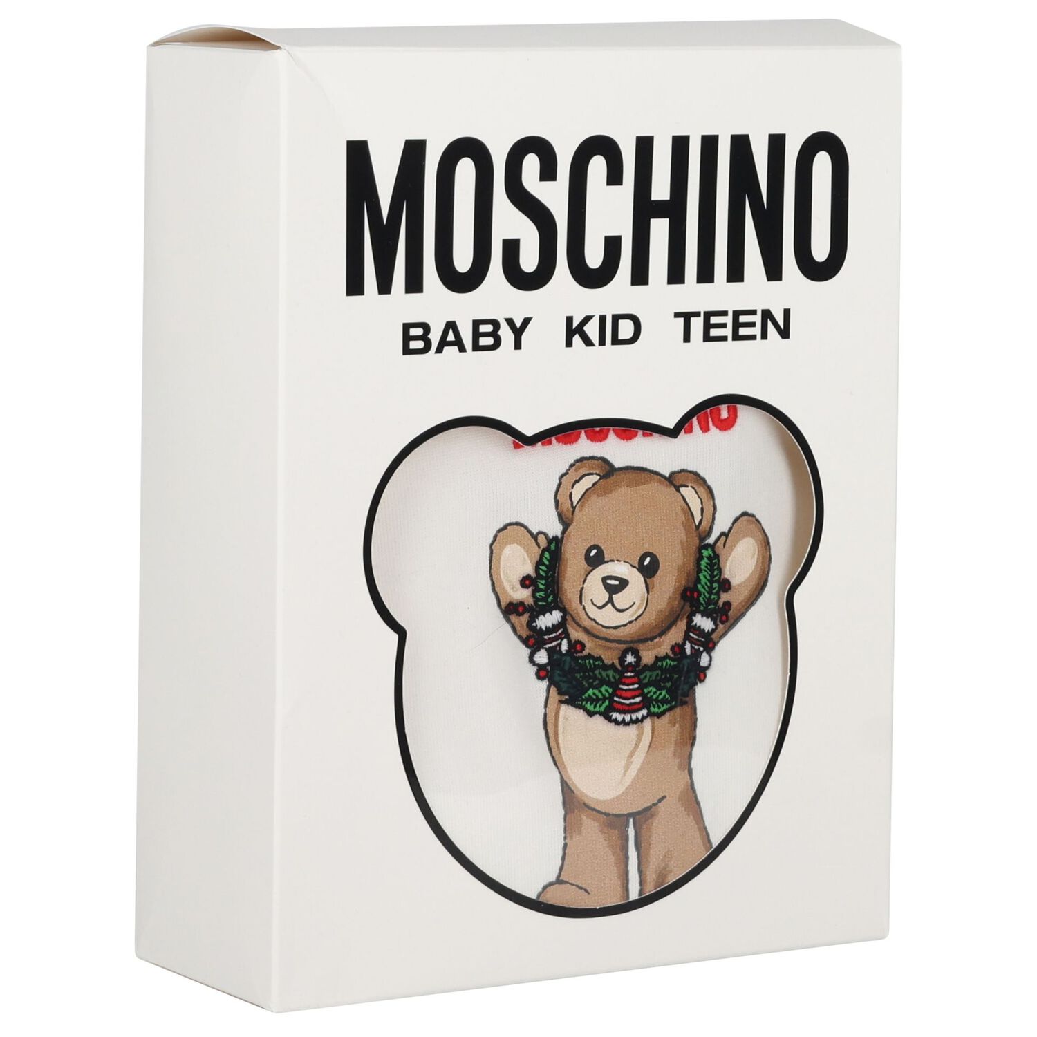 Ivory Christmas Teddy Bear Logo Babygrow, 1, hi-res