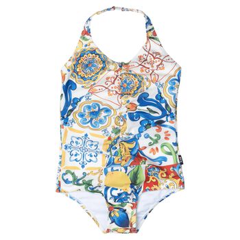 Girls Multi-Coloured Abstract Swimsuit