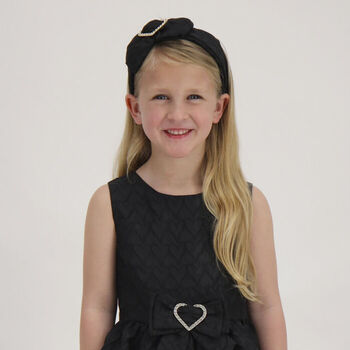 Girls Black Embellished Velvet Hairband